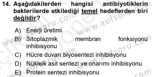 Gıda Güvenliğinin Temel Prensipleri Dersi 2015 - 2016 Yılı (Vize) Ara Sınav Soruları 14. Soru