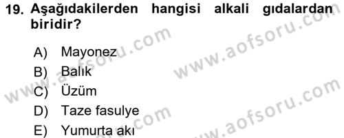 Gıda Güvenliğinin Temel Prensipleri Dersi 2015 - 2016 Yılı (Vize) Ara Sınav Soruları 19. Soru