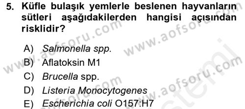 Gıda Güvenliğinin Temel Prensipleri Dersi 2015 - 2016 Yılı (Vize) Ara Sınav Soruları 5. Soru