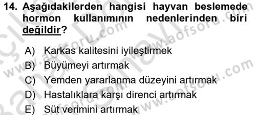 Gıda Güvenliğinin Temel Prensipleri Dersi 2015 - 2016 Yılı (Final) Dönem Sonu Sınav Soruları 14. Soru