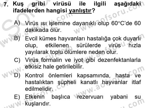 Gıda Güvenliğinin Temel Prensipleri Dersi 2015 - 2016 Yılı (Final) Dönem Sonu Sınav Soruları 7. Soru