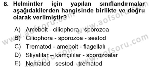 Gıda Güvenliğinin Temel Prensipleri Dersi 2015 - 2016 Yılı (Final) Dönem Sonu Sınav Soruları 8. Soru
