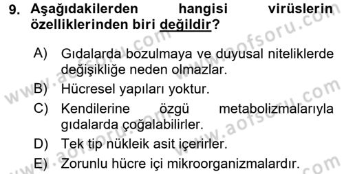 Gıda Güvenliğinin Temel Prensipleri Dersi 2015 - 2016 Yılı (Final) Dönem Sonu Sınav Soruları 9. Soru