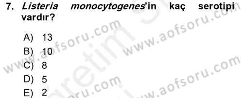 Gıda Güvenliğinin Temel Prensipleri Dersi 2015 - 2016 Yılı Tek Ders Sınav Soruları 7. Soru