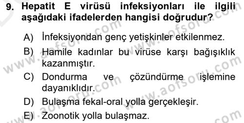 Gıda Güvenliğinin Temel Prensipleri Dersi 2015 - 2016 Yılı Tek Ders Sınav Soruları 9. Soru