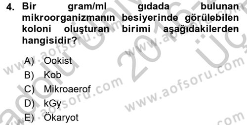 Gıda Güvenliğinin Temel Prensipleri Dersi 2016 - 2017 Yılı 3 Ders Sınav Soruları 4. Soru