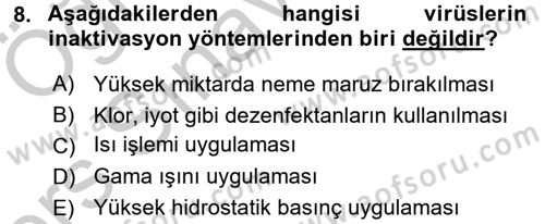 Gıda Güvenliğinin Temel Prensipleri Dersi 2016 - 2017 Yılı 3 Ders Sınav Soruları 8. Soru