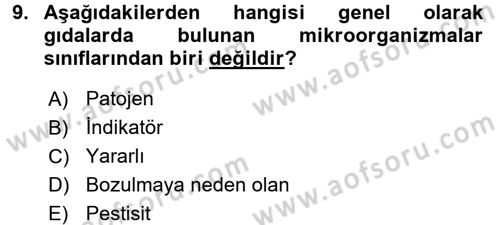 Gıda Güvenliğinin Temel Prensipleri Dersi 2016 - 2017 Yılı 3 Ders Sınav Soruları 9. Soru