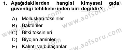 Gıda Güvenliğinin Temel Prensipleri Dersi 2016 - 2017 Yılı (Vize) Ara Sınav Soruları 1. Soru