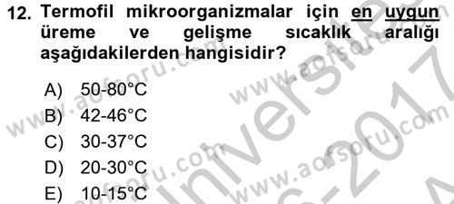 Gıda Güvenliğinin Temel Prensipleri Dersi 2016 - 2017 Yılı (Vize) Ara Sınav Soruları 12. Soru