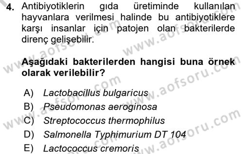 Gıda Güvenliğinin Temel Prensipleri Dersi 2016 - 2017 Yılı (Vize) Ara Sınav Soruları 4. Soru