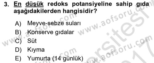 Gıda Güvenliğinin Temel Prensipleri Dersi 2016 - 2017 Yılı (Final) Dönem Sonu Sınav Soruları 3. Soru