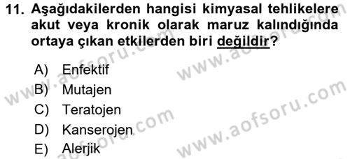 Gıda Güvenliğinin Temel Prensipleri Dersi 2017 - 2018 Yılı 3 Ders Sınav Soruları 11. Soru