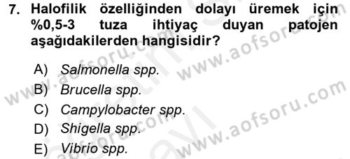 Gıda Güvenliğinin Temel Prensipleri Dersi 2017 - 2018 Yılı 3 Ders Sınav Soruları 7. Soru