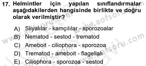 Gıda Güvenliğinin Temel Prensipleri Dersi 2017 - 2018 Yılı (Vize) Ara Sınav Soruları 17. Soru