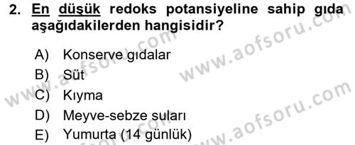 Gıda Güvenliğinin Temel Prensipleri Dersi 2017 - 2018 Yılı (Vize) Ara Sınav Soruları 2. Soru