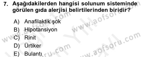 Gıda Güvenliğinin Temel Prensipleri Dersi 2017 - 2018 Yılı (Vize) Ara Sınav Soruları 7. Soru