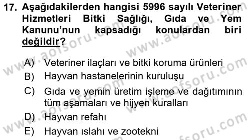 Gıda Güvenliğinin Temel Prensipleri Dersi 2018 - 2019 Yılı 3 Ders Sınav Soruları 17. Soru