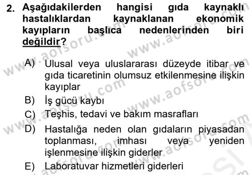 Gıda Güvenliğinin Temel Prensipleri Dersi 2018 - 2019 Yılı (Vize) Ara Sınav Soruları 2. Soru