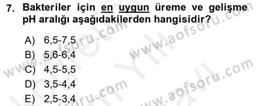Gıda Güvenliğinin Temel Prensipleri Dersi 2018 - 2019 Yılı (Vize) Ara Sınav Soruları 7. Soru