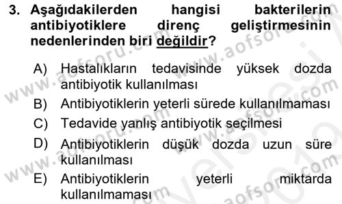 Gıda Güvenliğinin Temel Prensipleri Dersi 2018 - 2019 Yılı (Final) Dönem Sonu Sınav Soruları 3. Soru