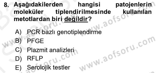 Gıda Güvenliğinin Temel Prensipleri Dersi 2018 - 2019 Yılı (Final) Dönem Sonu Sınav Soruları 8. Soru