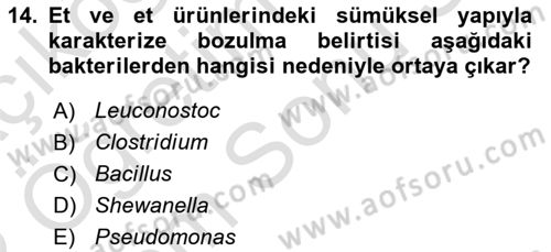 Gıda Güvenliğinin Temel Prensipleri Dersi 2021 - 2022 Yılı (Final) Dönem Sonu Sınav Soruları 14. Soru