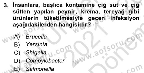 Gıda Güvenliğinin Temel Prensipleri Dersi 2021 - 2022 Yılı (Final) Dönem Sonu Sınav Soruları 3. Soru