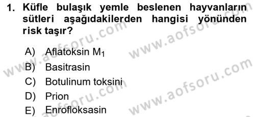 Gıda Güvenliğinin Temel Prensipleri Dersi 2021 - 2022 Yılı Yaz Okulu Sınav Soruları 1. Soru