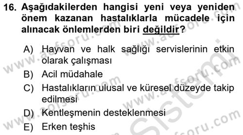 Gıda Güvenliğinin Temel Prensipleri Dersi 2021 - 2022 Yılı Yaz Okulu Sınav Soruları 16. Soru