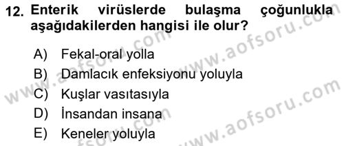 Gıda Güvenliğinin Temel Prensipleri Dersi 2023 - 2024 Yılı (Vize) Ara Sınav Soruları 12. Soru