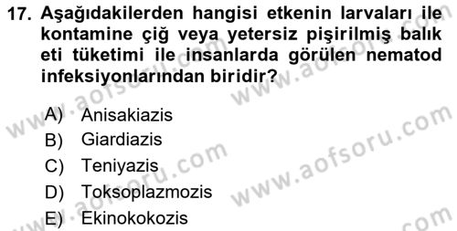 Gıda Güvenliğinin Temel Prensipleri Dersi 2023 - 2024 Yılı (Vize) Ara Sınav Soruları 17. Soru
