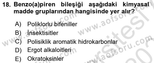 Gıda Güvenliğinin Temel Prensipleri Dersi 2023 - 2024 Yılı (Vize) Ara Sınav Soruları 18. Soru