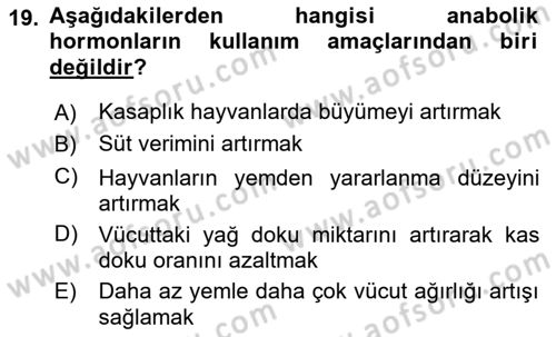 Gıda Güvenliğinin Temel Prensipleri Dersi 2023 - 2024 Yılı (Vize) Ara Sınav Soruları 19. Soru