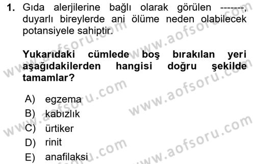 Gıda Güvenliğinin Temel Prensipleri Dersi 2023 - 2024 Yılı (Final) Dönem Sonu Sınav Soruları 1. Soru