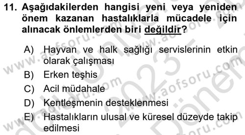 Gıda Güvenliğinin Temel Prensipleri Dersi 2023 - 2024 Yılı (Final) Dönem Sonu Sınav Soruları 11. Soru