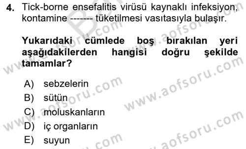 Gıda Güvenliğinin Temel Prensipleri Dersi 2023 - 2024 Yılı (Final) Dönem Sonu Sınav Soruları 4. Soru