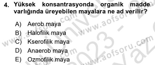 Gıda Güvenliğinin Temel Prensipleri Dersi 2023 - 2024 Yılı Yaz Okulu Sınav Soruları 4. Soru