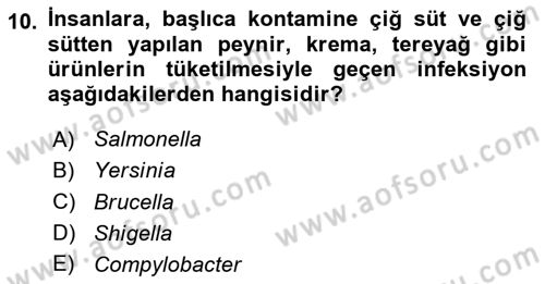 Gıda Güvenliğinin Temel Prensipleri Dersi 2024 - 2025 Yılı (Vize) Ara Sınav Soruları 10. Soru