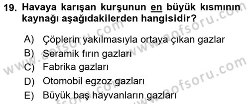 Gıda Güvenliğinin Temel Prensipleri Dersi 2024 - 2025 Yılı (Vize) Ara Sınav Soruları 19. Soru