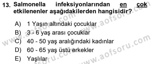 Gıda Güvenliğinin Temel Prensipleri Dersi 2024 - 2025 Yılı Yaz Okulu Sınav Soruları 13. Soru