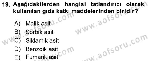 Gıda Güvenliğinin Temel Prensipleri Dersi 2025 - 2026 Yılı Yaz Okulu Sınav Soruları 19. Soru