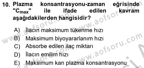 Temel İlaç Bilgisi Ve Akılcı İlaç Kullanımı Dersi 2016 - 2017 Yılı 3 Ders Sınav Soruları 10. Soru