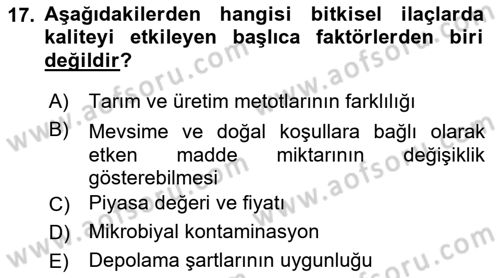 Temel İlaç Bilgisi Ve Akılcı İlaç Kullanımı Dersi 2016 - 2017 Yılı 3 Ders Sınav Soruları 17. Soru