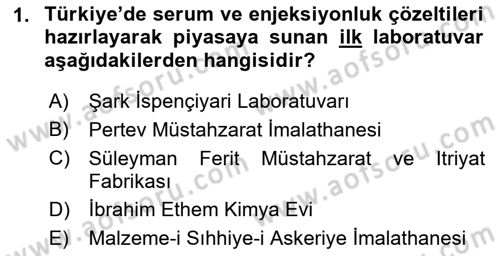 Temel İlaç Bilgisi Ve Akılcı İlaç Kullanımı Dersi 2016 - 2017 Yılı (Vize) Ara Sınavı 1. Soru