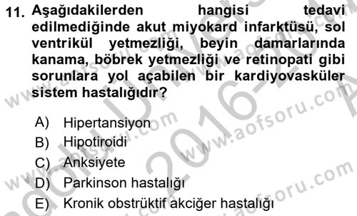 Temel İlaç Bilgisi Ve Akılcı İlaç Kullanımı Dersi 2016 - 2017 Yılı (Vize) Ara Sınav Soruları 11. Soru