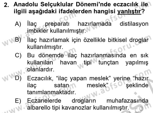 Temel İlaç Bilgisi Ve Akılcı İlaç Kullanımı Dersi 2016 - 2017 Yılı (Vize) Ara Sınav Soruları 2. Soru