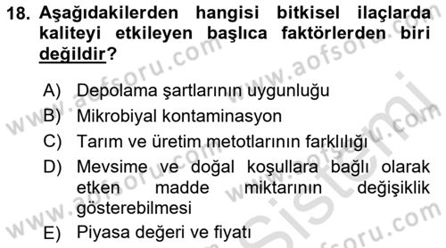 Temel İlaç Bilgisi Ve Akılcı İlaç Kullanımı Dersi 2016 - 2017 Yılı (Final) Dönem Sonu Sınav Soruları 18. Soru