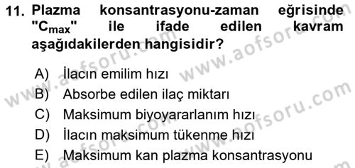 Temel İlaç Bilgisi Ve Akılcı İlaç Kullanımı Dersi 2017 - 2018 Yılı 3 Ders Sınav Soruları 11. Soru