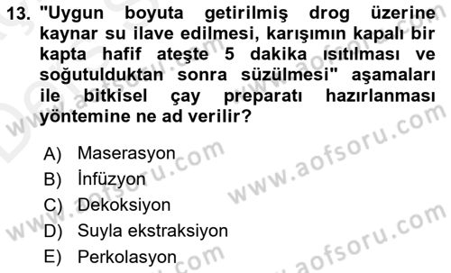 Temel İlaç Bilgisi Ve Akılcı İlaç Kullanımı Dersi 2017 - 2018 Yılı 3 Ders Sınav Soruları 13. Soru